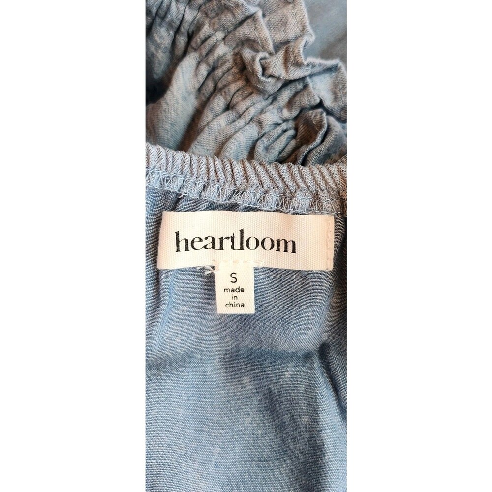 Heartloom Women's Top Light Blue Ruffle Sleeve Cropped Loose Sz Small - Picture 9 of 11